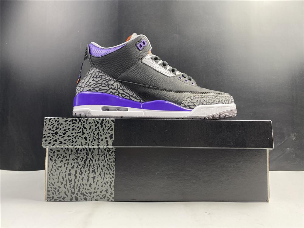 AJ 3 Retro Black Court Purple Shoes Sneakers - nk0000817 image 6