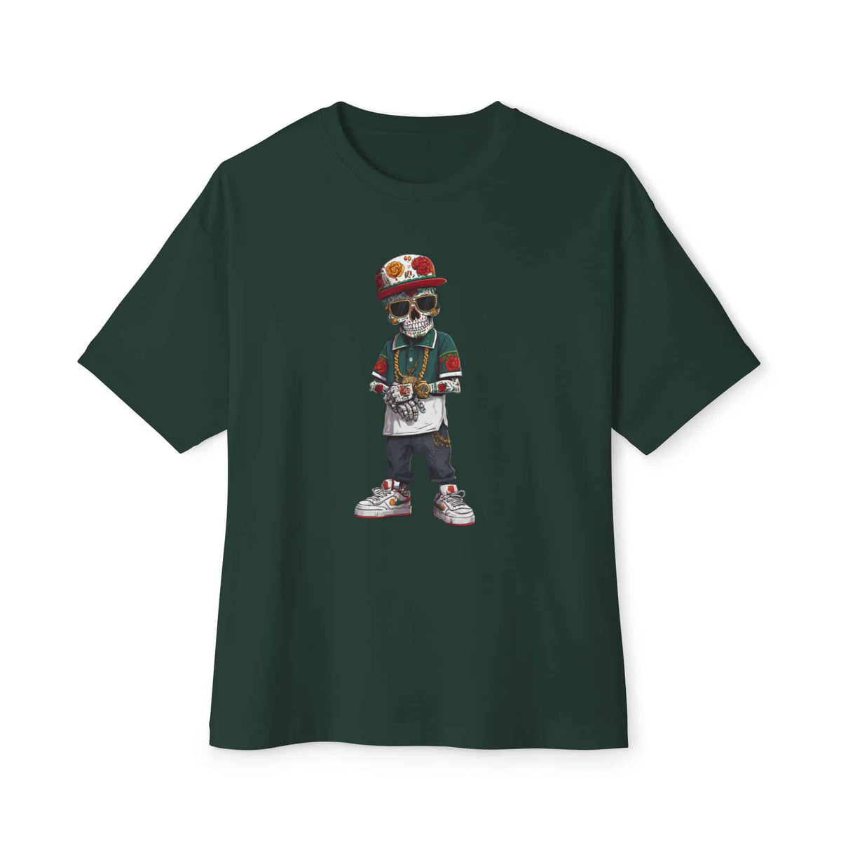 Skull Luxury Unisex Oversized Boxy Tee - Forest, XL image