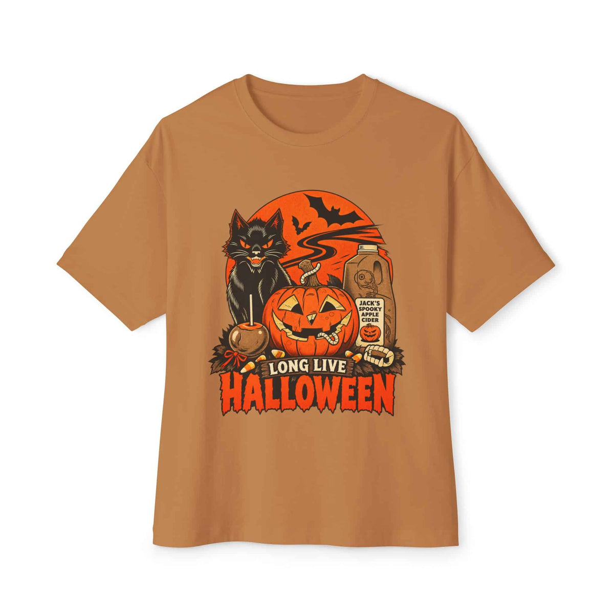 Midnight Cat Unisex Oversized Boxy Tee - Toast, XS image