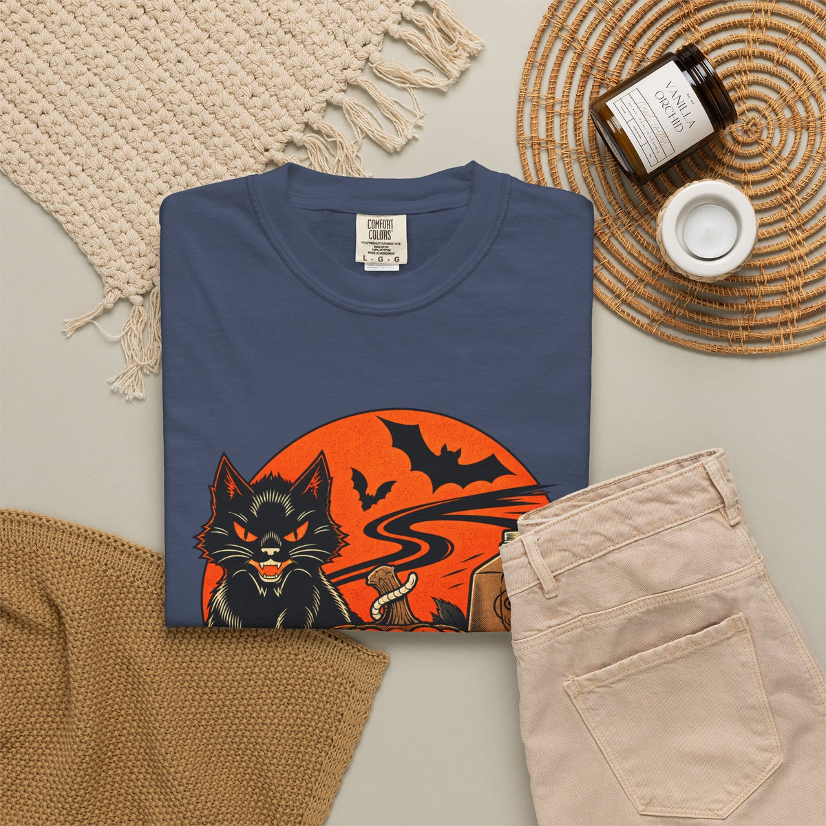 Midnight Cat Unisex Garment-Dyed T-shirt image 71