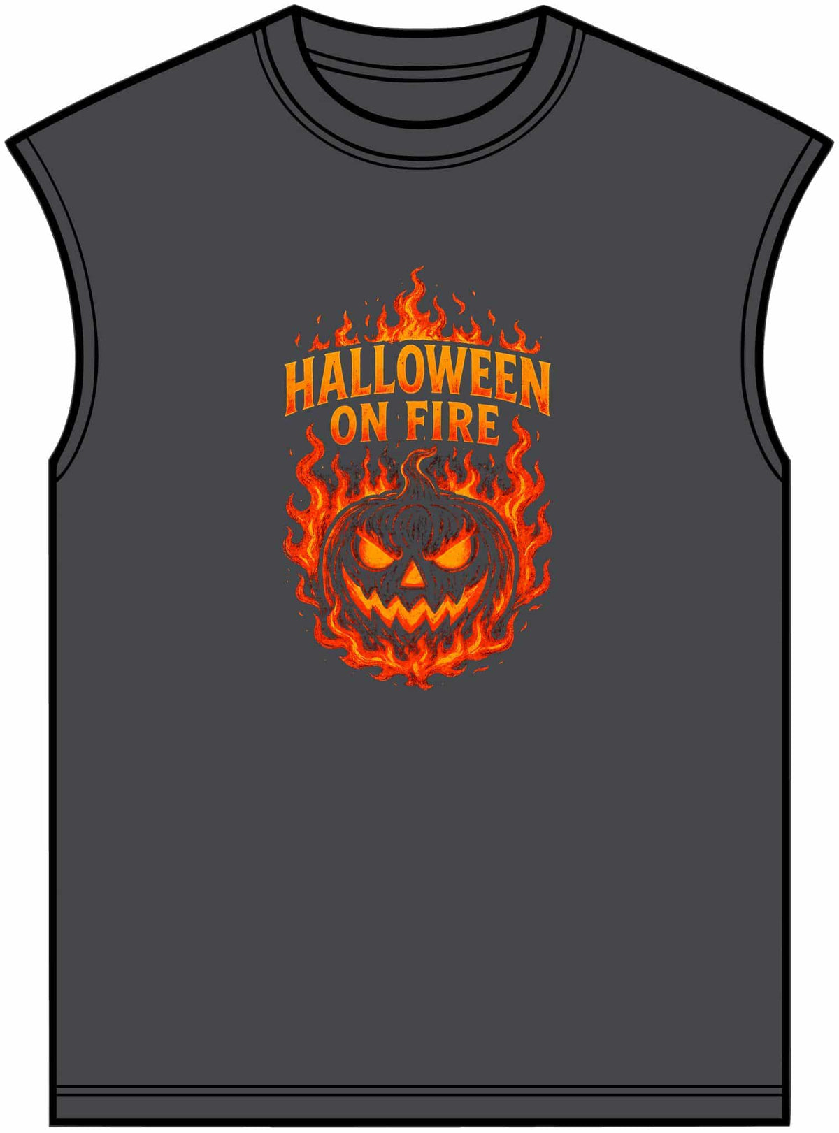 Halloween on Fire Unisex Garment-Dyed Muscle Tee image