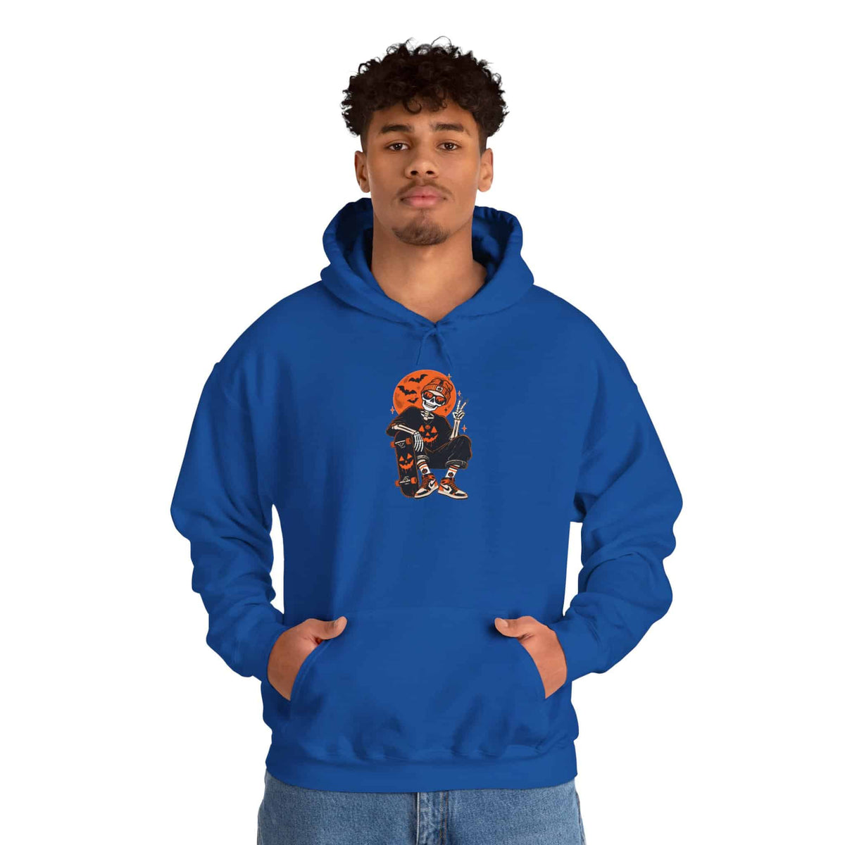 Retro Skater Skeleton Halloween Hooded Sweatshirt image 65