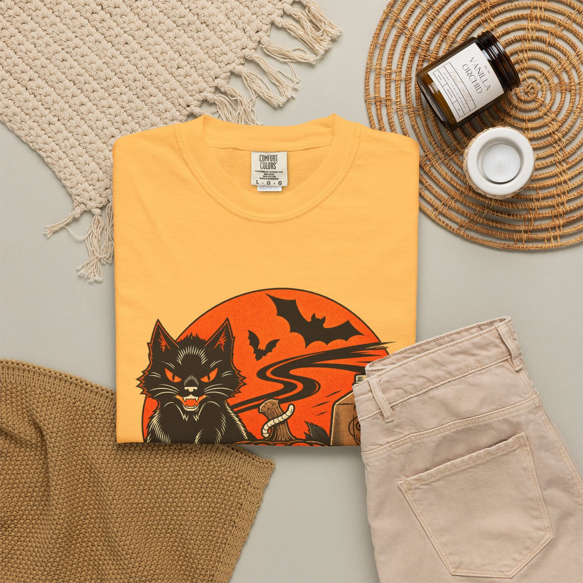 Midnight Cat Unisex Garment-Dyed T-shirt image 36