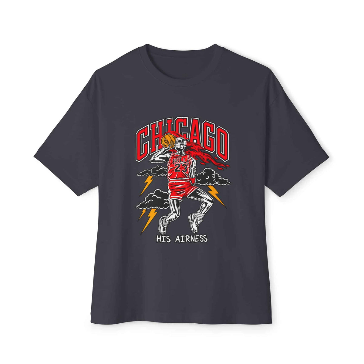 Graphic Print Unisex Oversized Boxy Tee - POD0038 - Dark Grey, 3XL image