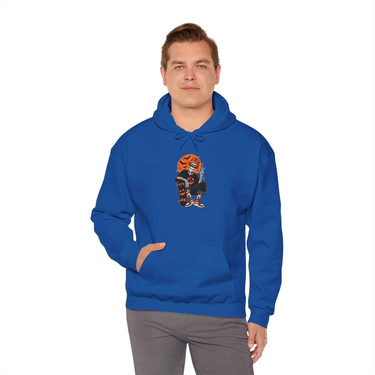 Retro Skater Skeleton Halloween Hooded Sweatshirt image 66