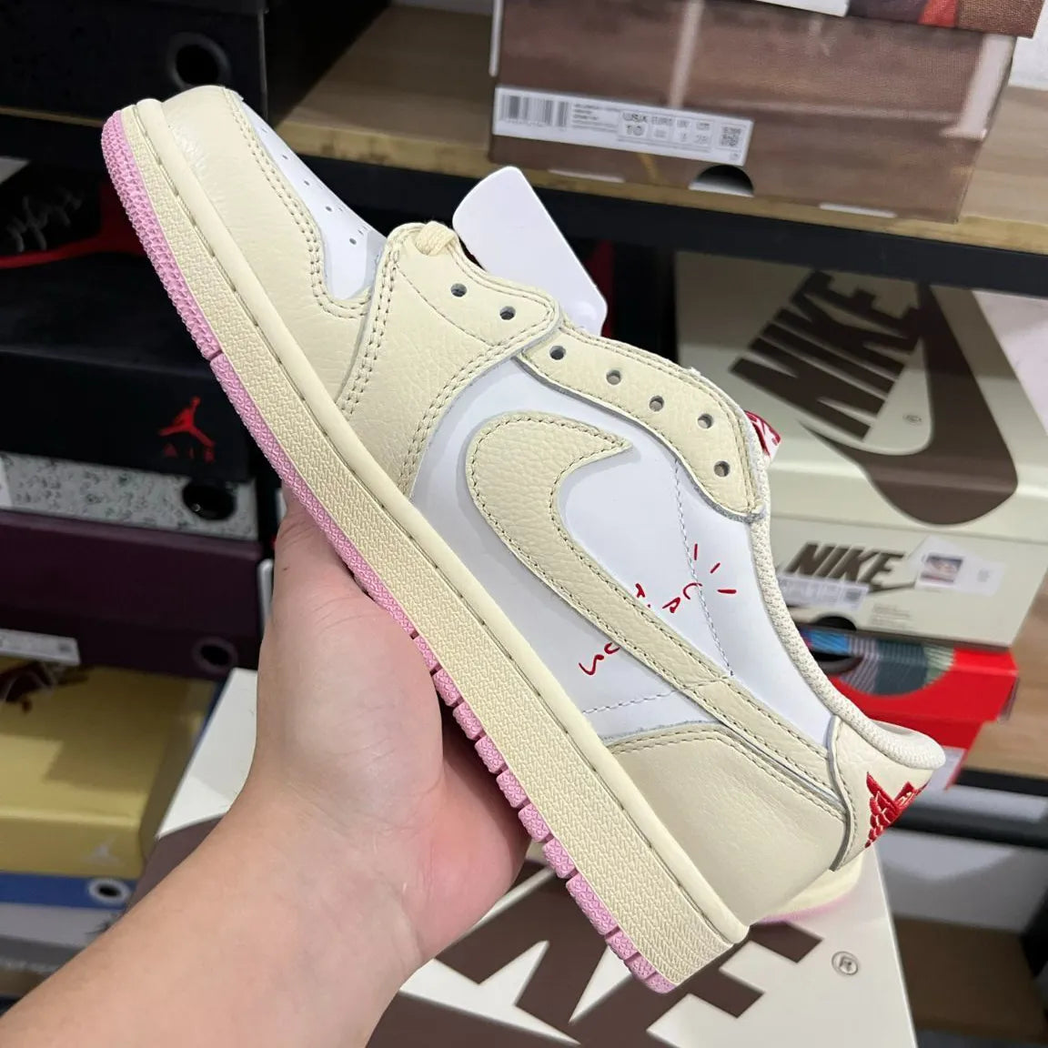 Travis Scott x AJ 1 Low OG Sail Shy Pink Shoes Sneakers – nk0004766 image 3