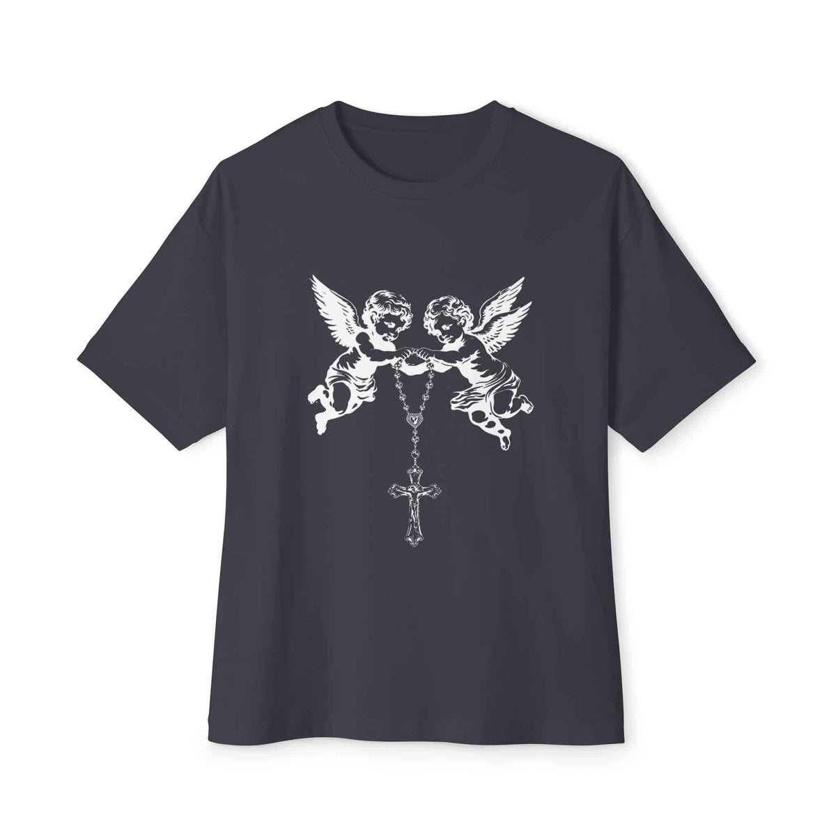 Heavenly Guardians Unisex Oversized Boxy Tee - Dark Grey, M image