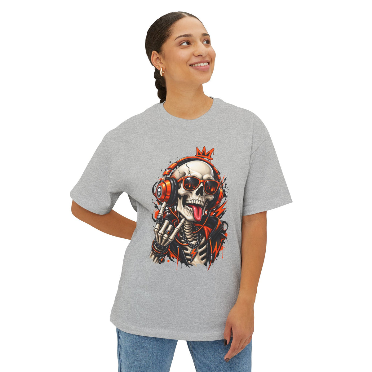 Neon Skull DJ Unisex Oversized Boxy Tee image 48