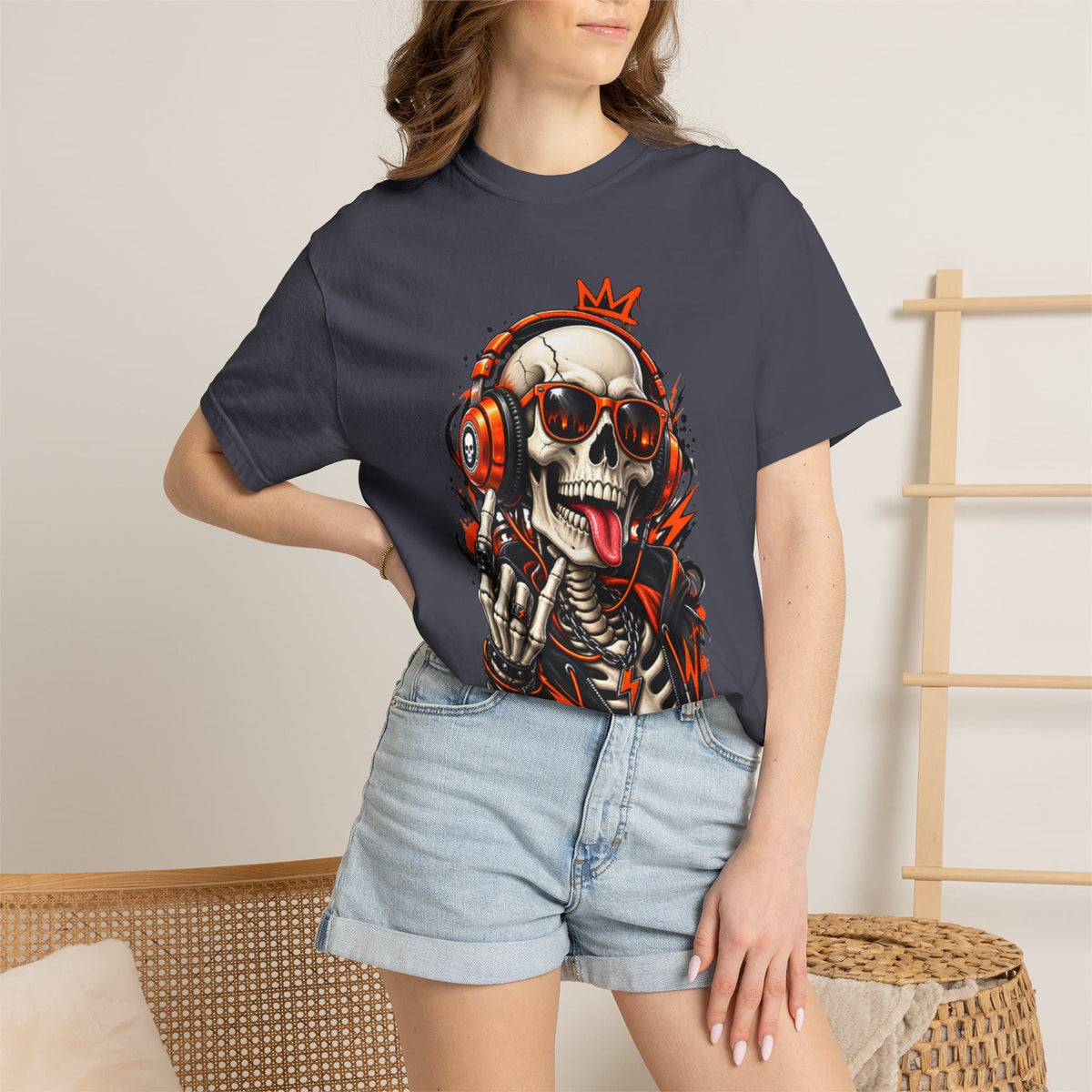 Neon Skull DJ Unisex Garment-Dyed T-shirt image 138