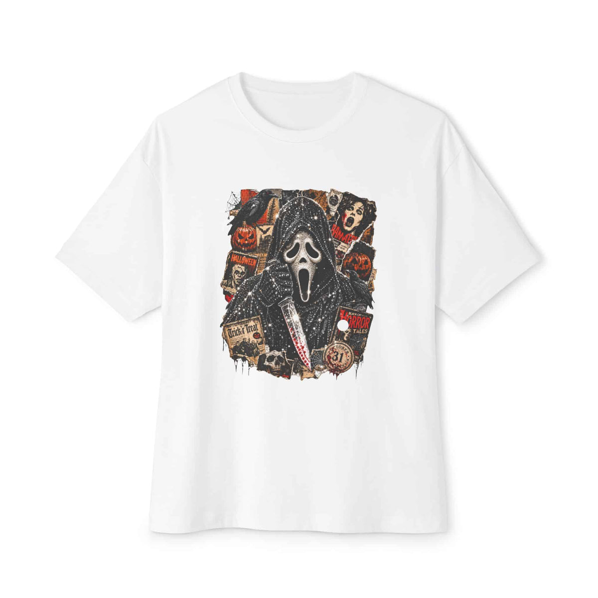 Halloween Horror Unisex Oversized Boxy Tee - White, M image