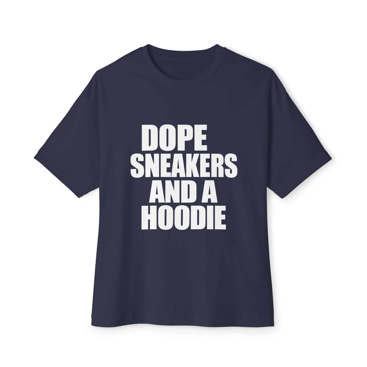 Graphic Print Unisex Oversized Boxy Tee - POD0036 - Navy, XS image