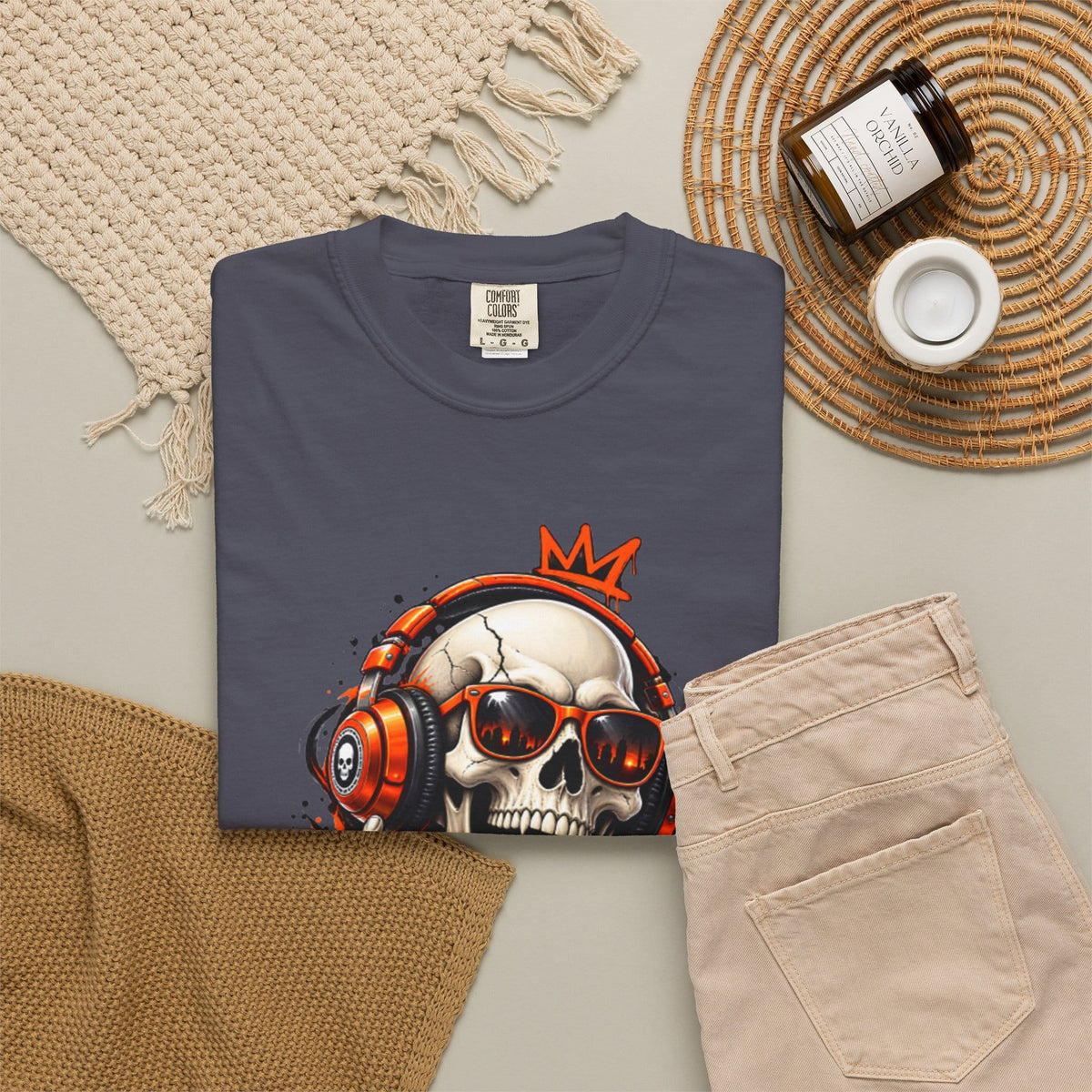 Neon Skull DJ Unisex Garment-Dyed T-shirt image 137