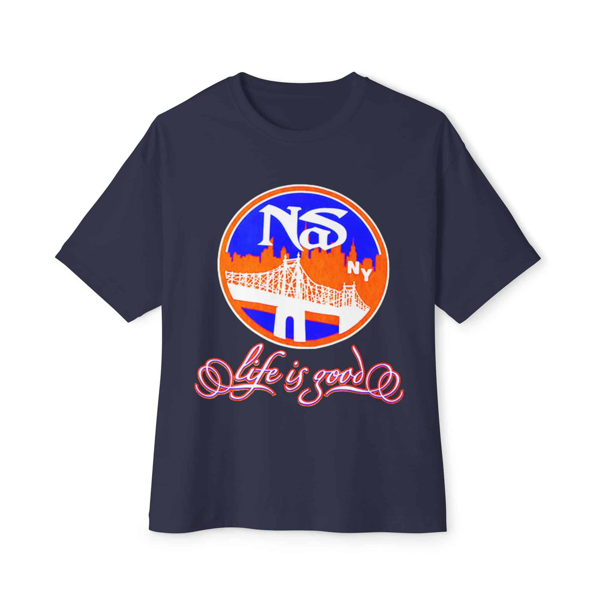 Life Is Good Unisex Oversized Boxy Tee - Navy, XL image
