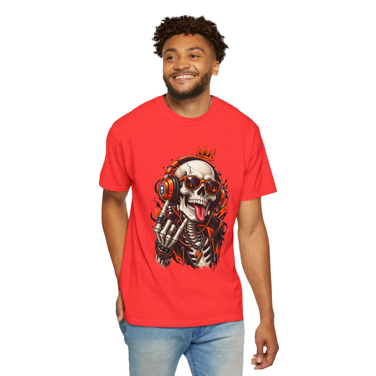 Neon Skull DJ Unisex Garment-Dyed T-shirt image 102