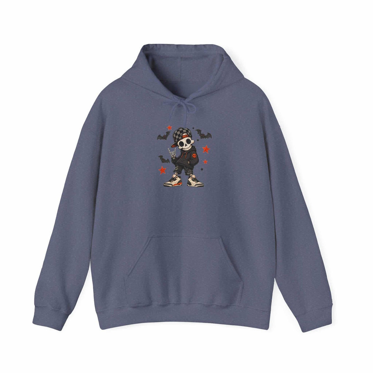 Boy Skeleton Halloween Hooded Sweatshirt - L, Heather Navy image