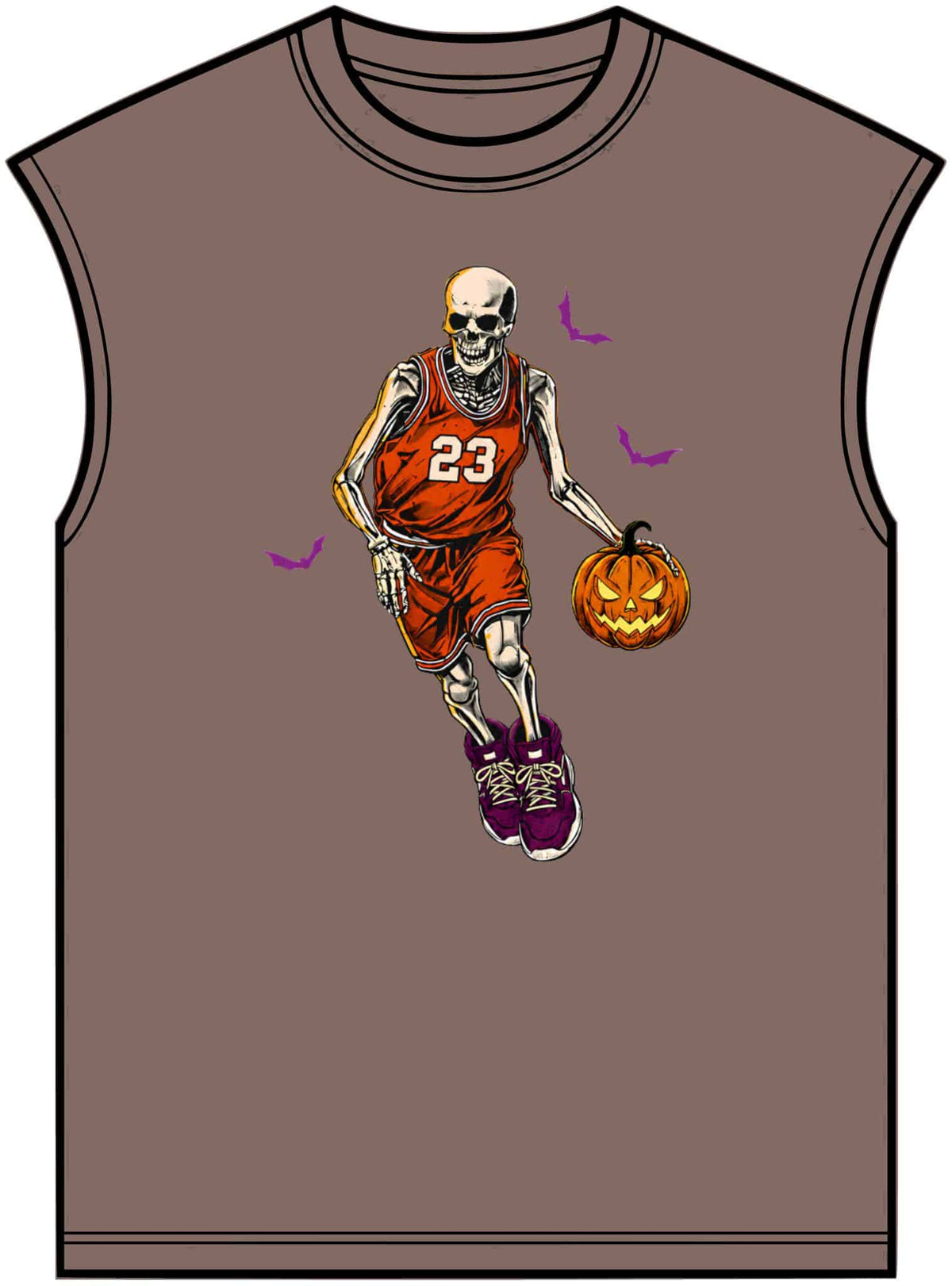 Halloween Basketball Unisex Garment-Dyed Muscle Tee image