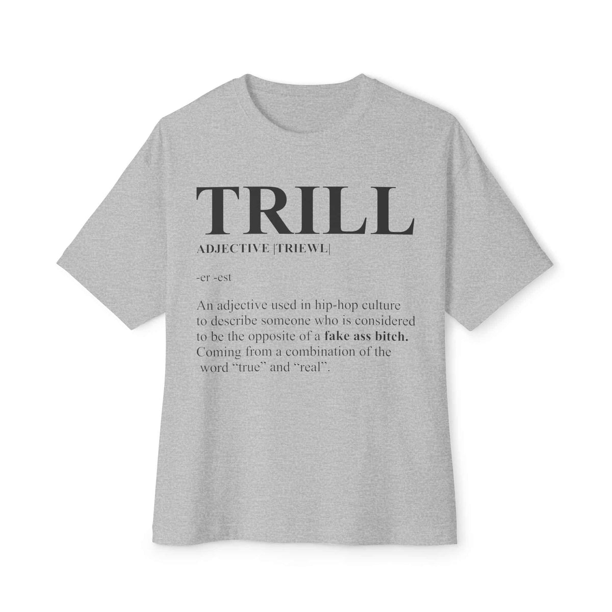 Trill Definition Unisex Oversized Boxy Tee - Athletic Heather, L image