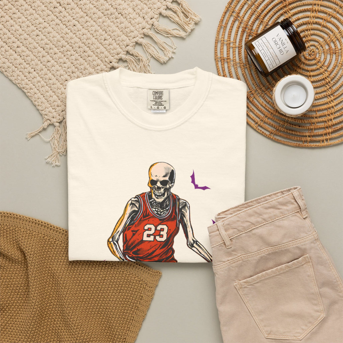 Halloween Basketball Unisex Garment-Dyed T-shirt image 15