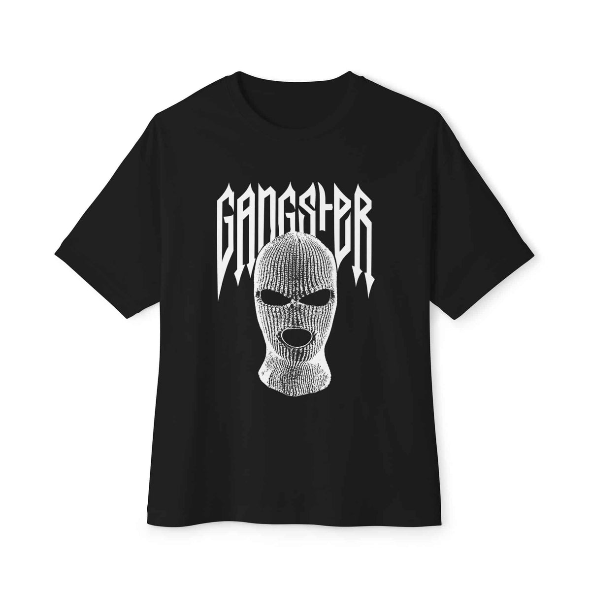 Gangster Mask Unisex Oversized Boxy Tee - Black, M image