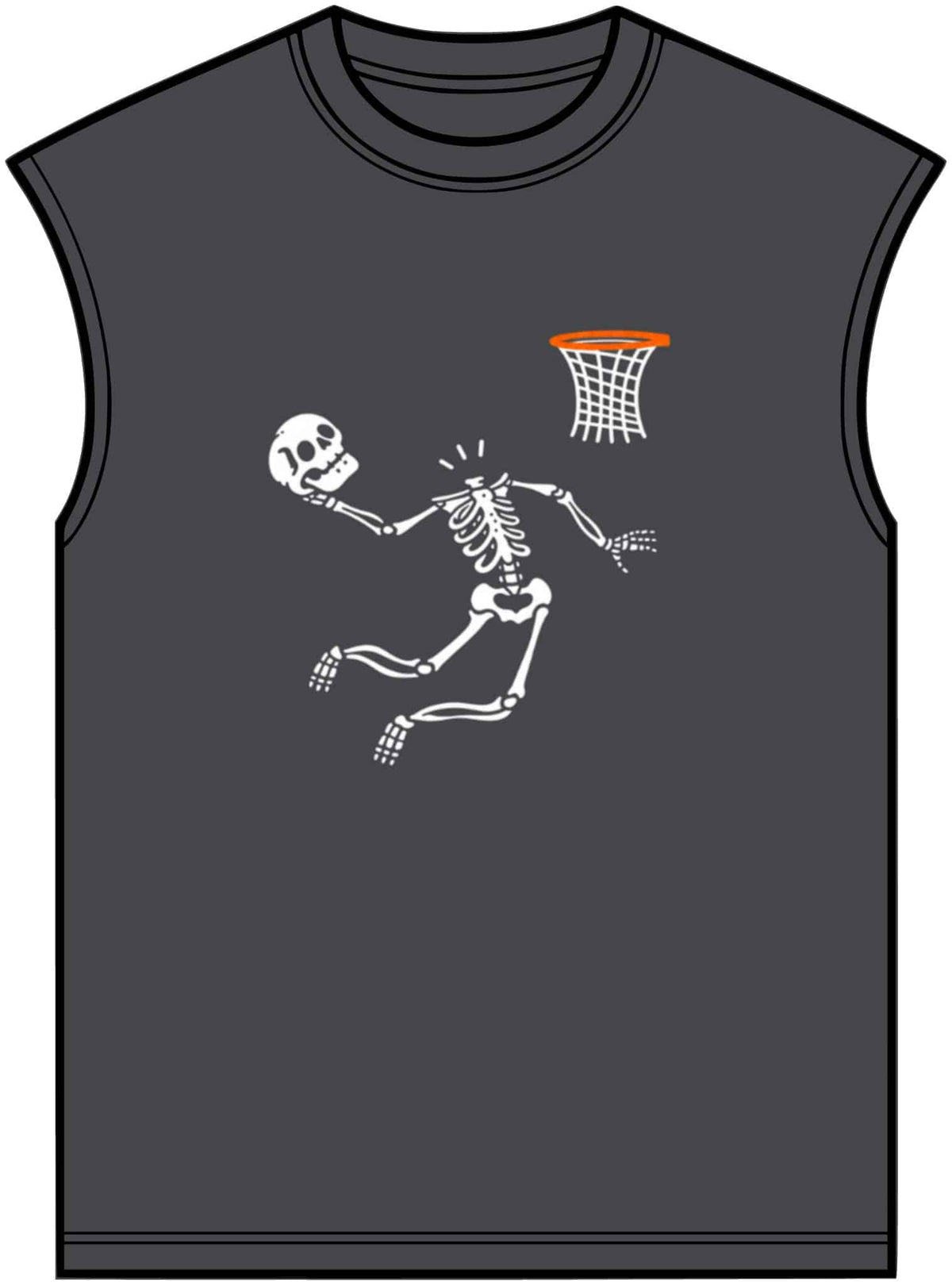Halloween Basketball Skeleton Unisex Garment-Dyed Muscle Tee image
