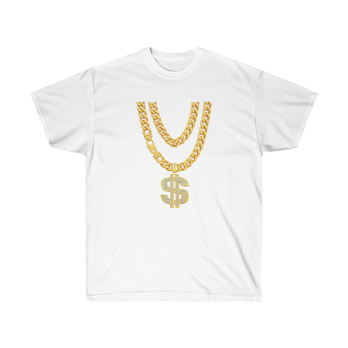 Necklace Dollar Men T-Shirt - White, S image