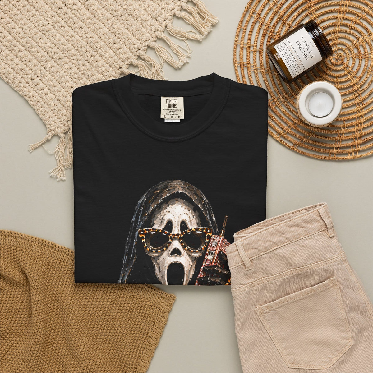 Halloween Ghostface Unisex Garment-Dyed T-shirt image 3