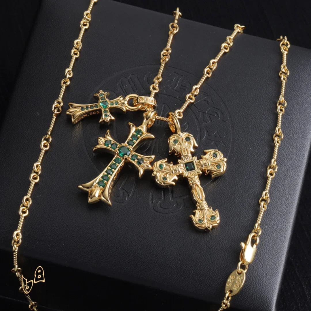 CH Cross Pendant Necklace - CH0046 - Green image