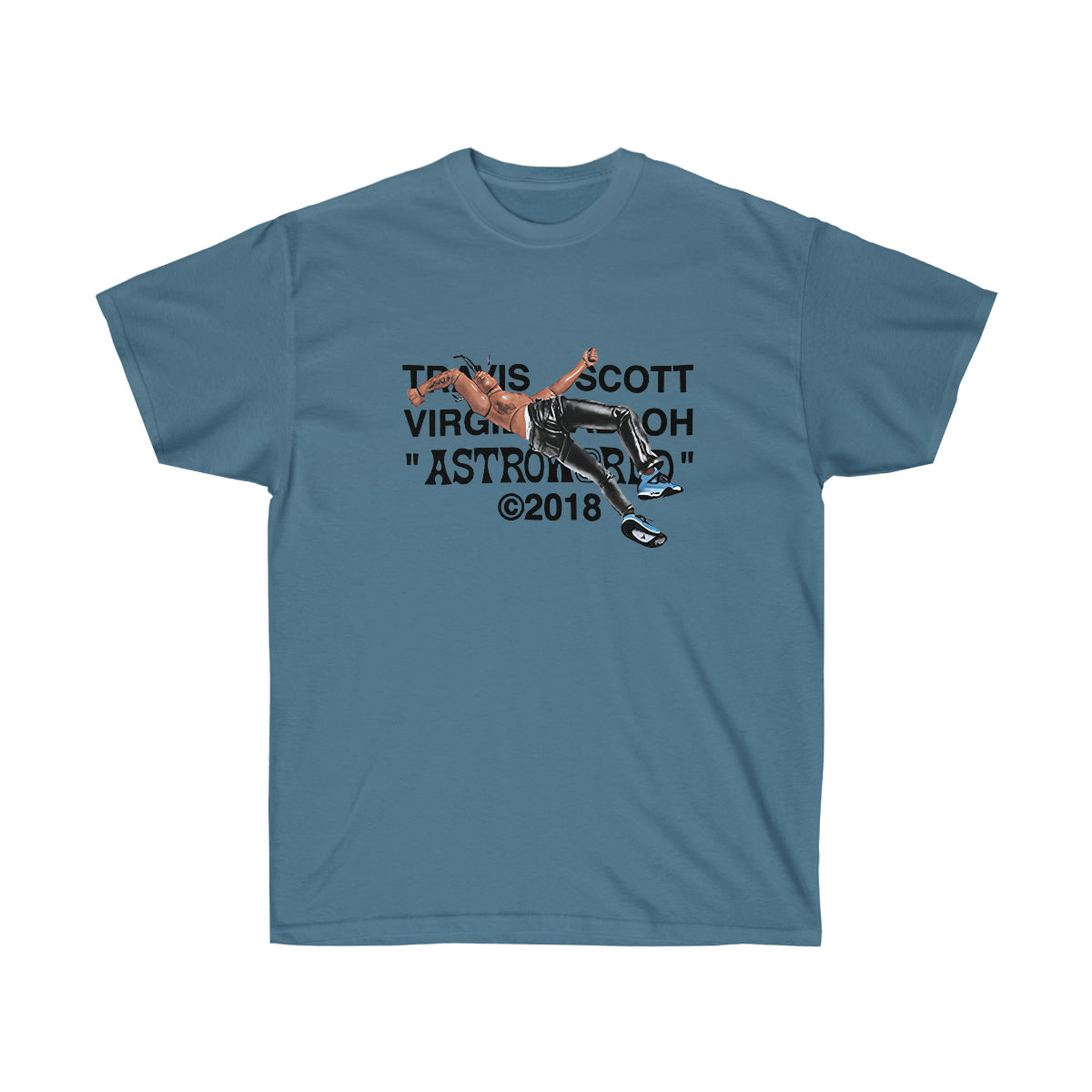 Travis Scott Virgil Abloh Astroworld Men T-Shirt - Indigo Blue, 2XL image