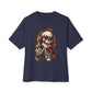 Neon Skull DJ Unisex Oversized Boxy Tee - Navy, XS image