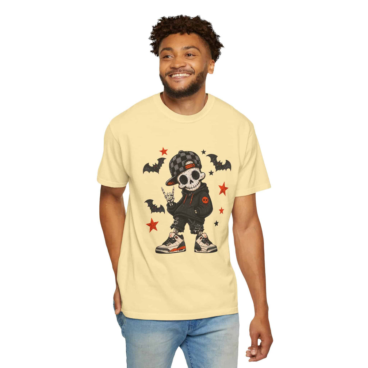 Boy Skeleton Halloween Unisex Garment-Dyed T-shirt image 26
