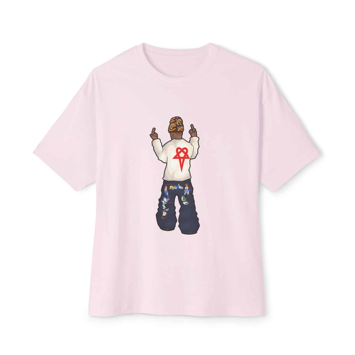 Rebel Attitude Unisex Oversized Boxy Tee - Soft Pink, XS image