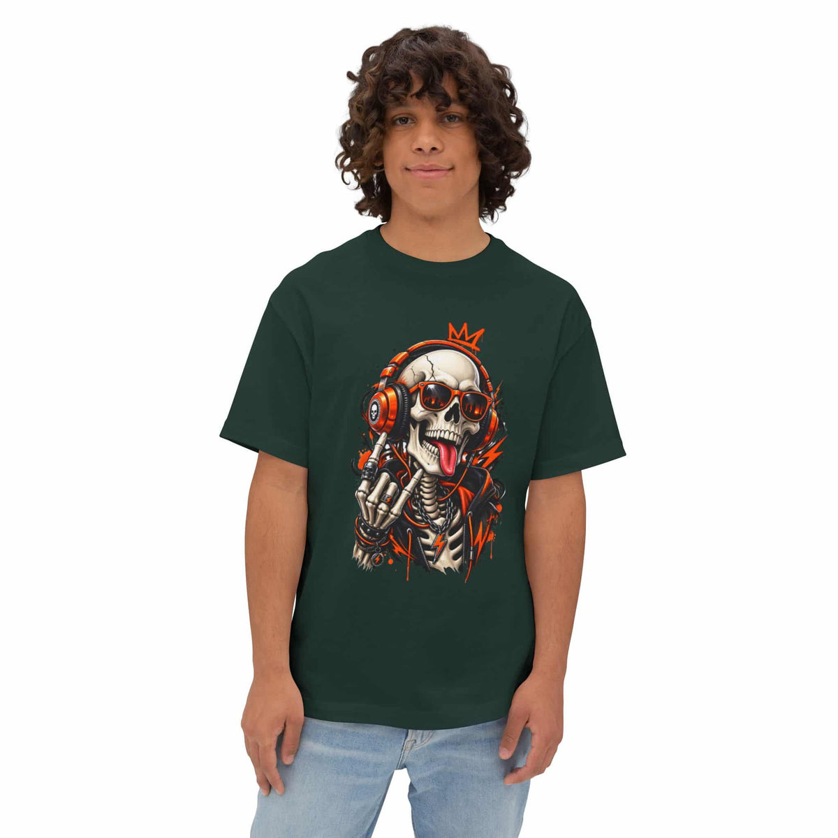 Neon Skull DJ Unisex Oversized Boxy Tee image 43