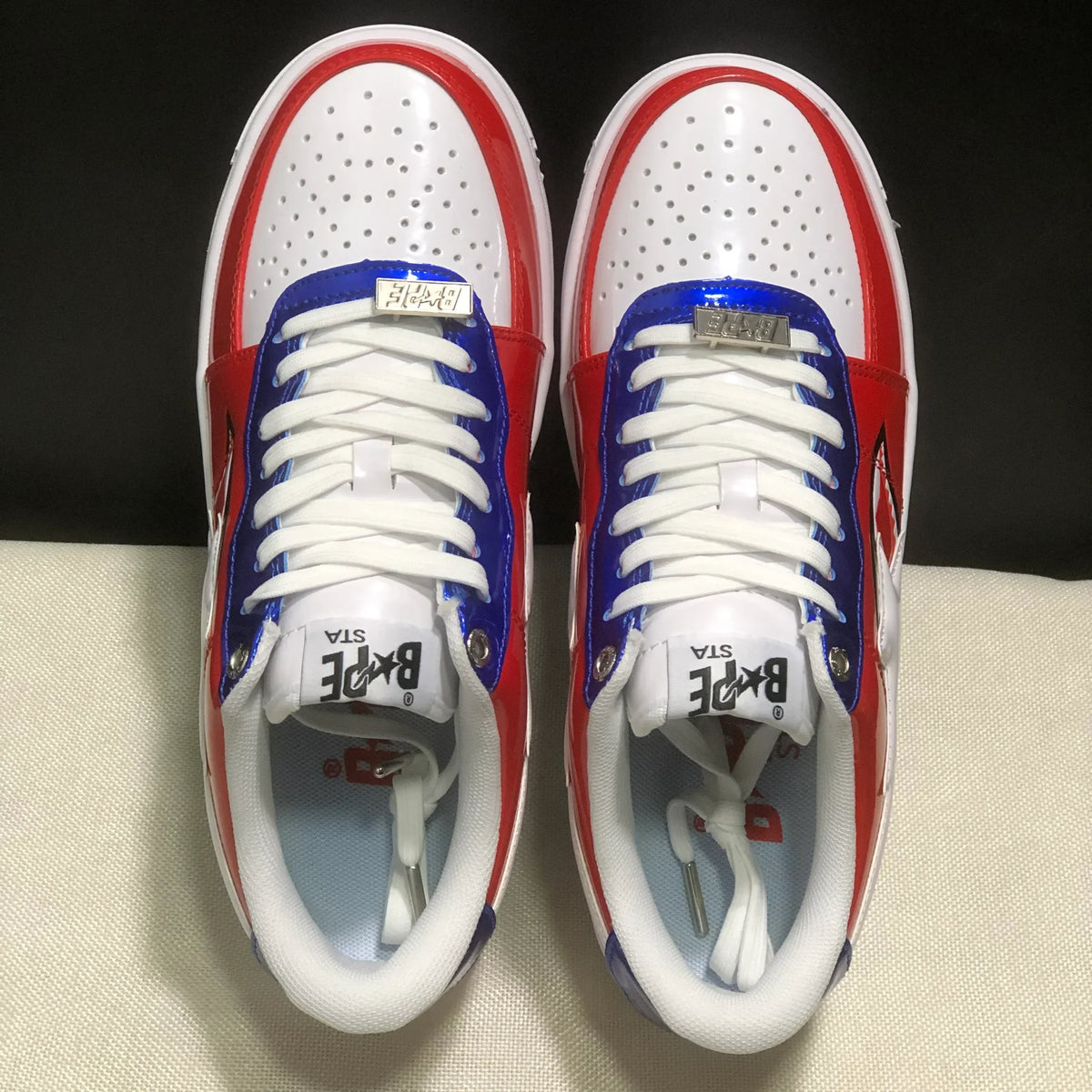 A Bathing Ape Bape Sta Low M2 20th Anniversary Patent Red Shoes Sneakers - nk0005522 image 6