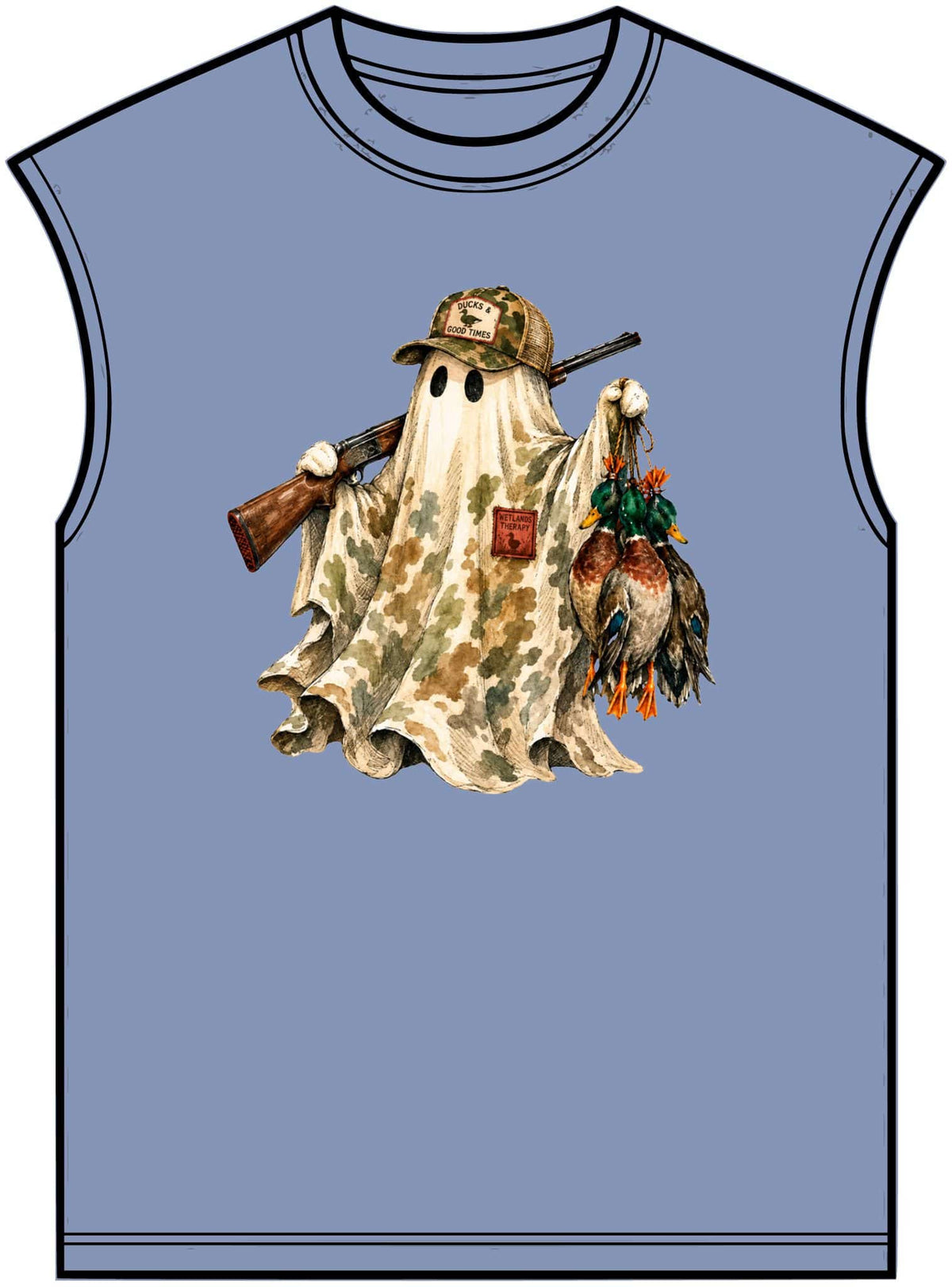 Hunting Season Spooky Camo Mallards Unisex Garment-Dyed Muscle Tee image