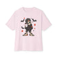 Boy Skeleton Halloween Unisex Oversized Boxy Tee - Soft Pink, M image