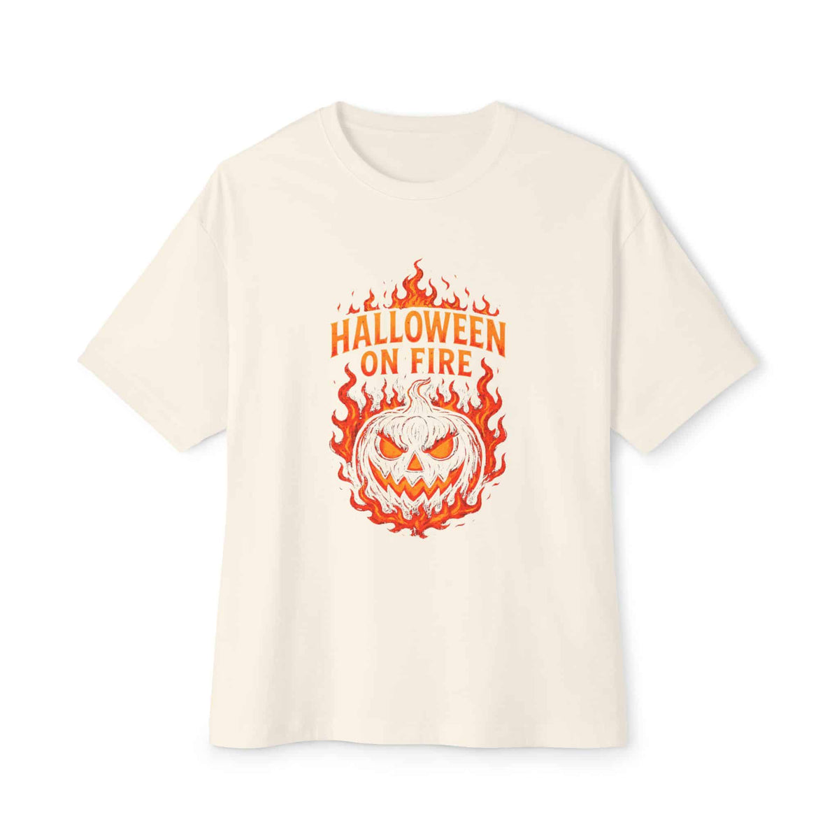 Halloween on Fire Unisex Oversized Boxy Tee - Natural, L image