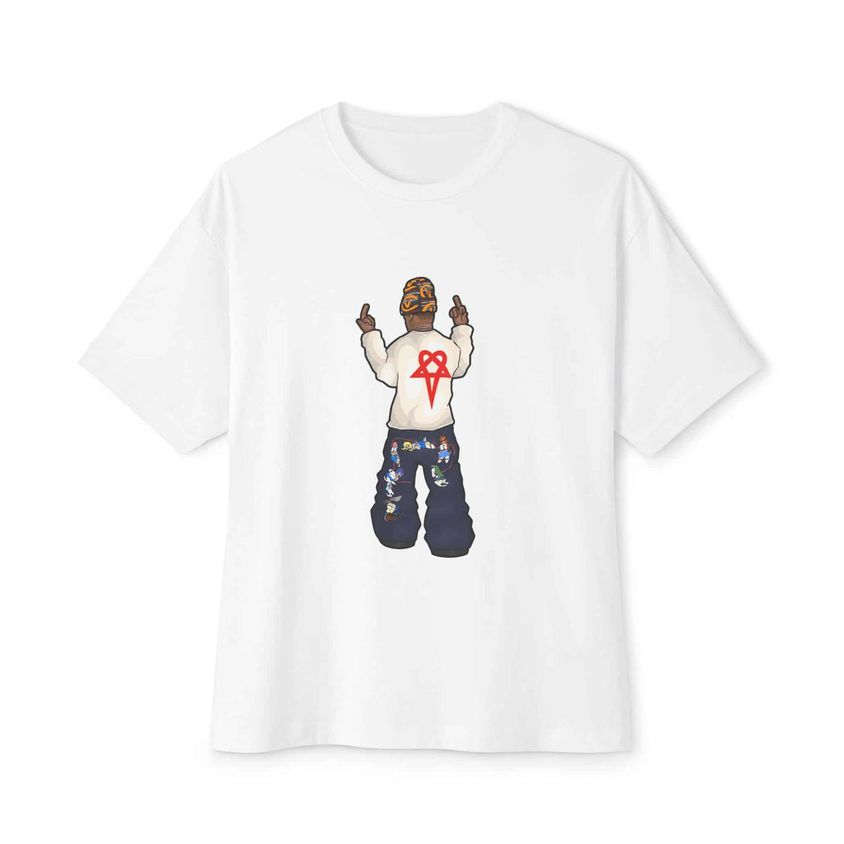 Rebel Attitude Unisex Oversized Boxy Tee - White, M image