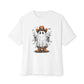 Howdy Ghost Unisex Oversized Boxy Tee - White, L image