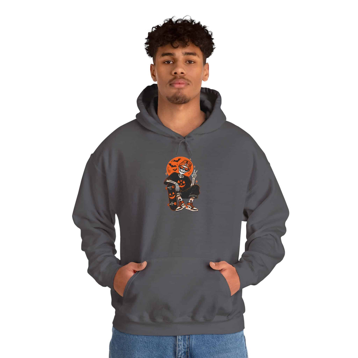 Retro Skater Skeleton Halloween Hooded Sweatshirt image 57