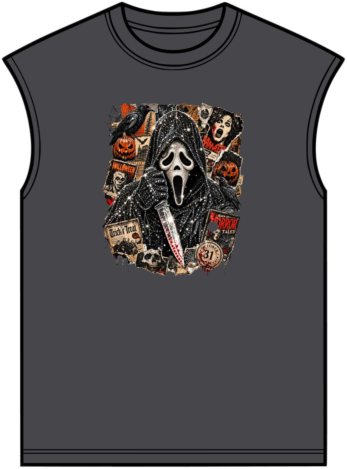 Halloween Horror Unisex Garment-Dyed Muscle Tee image 16