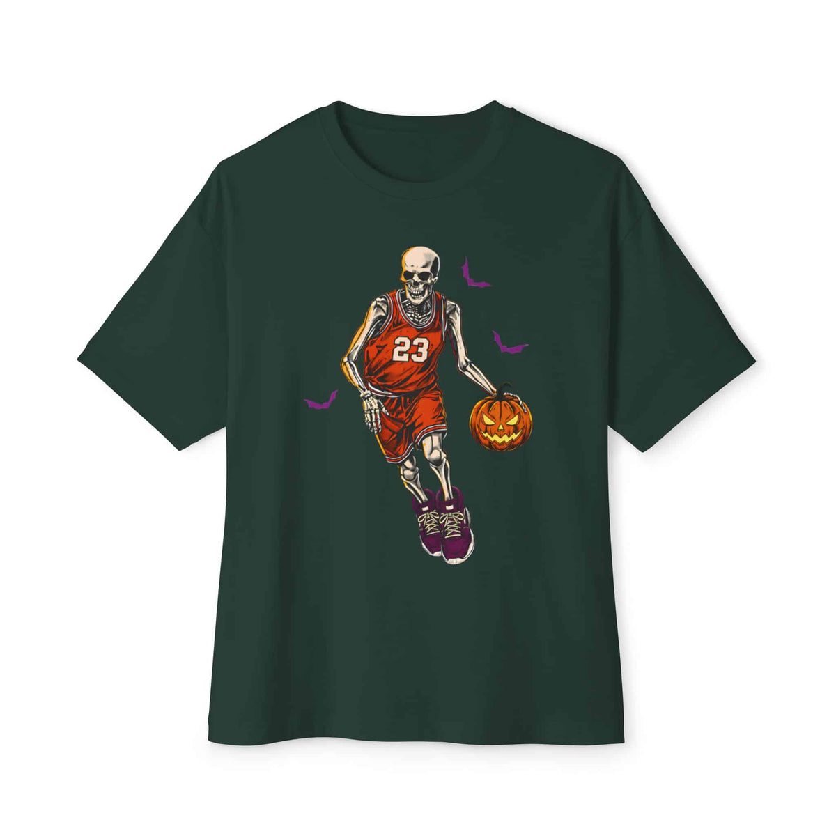 Halloween Basketball Unisex Oversized Boxy Tee - Forest, XS image