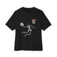 Halloween Basketball Skeleton Unisex Oversized Boxy Tee - Black, M image