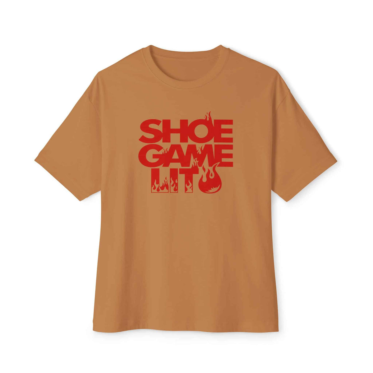 Graphic Print Unisex Oversized Boxy Tee - POD0040 - Toast, S image