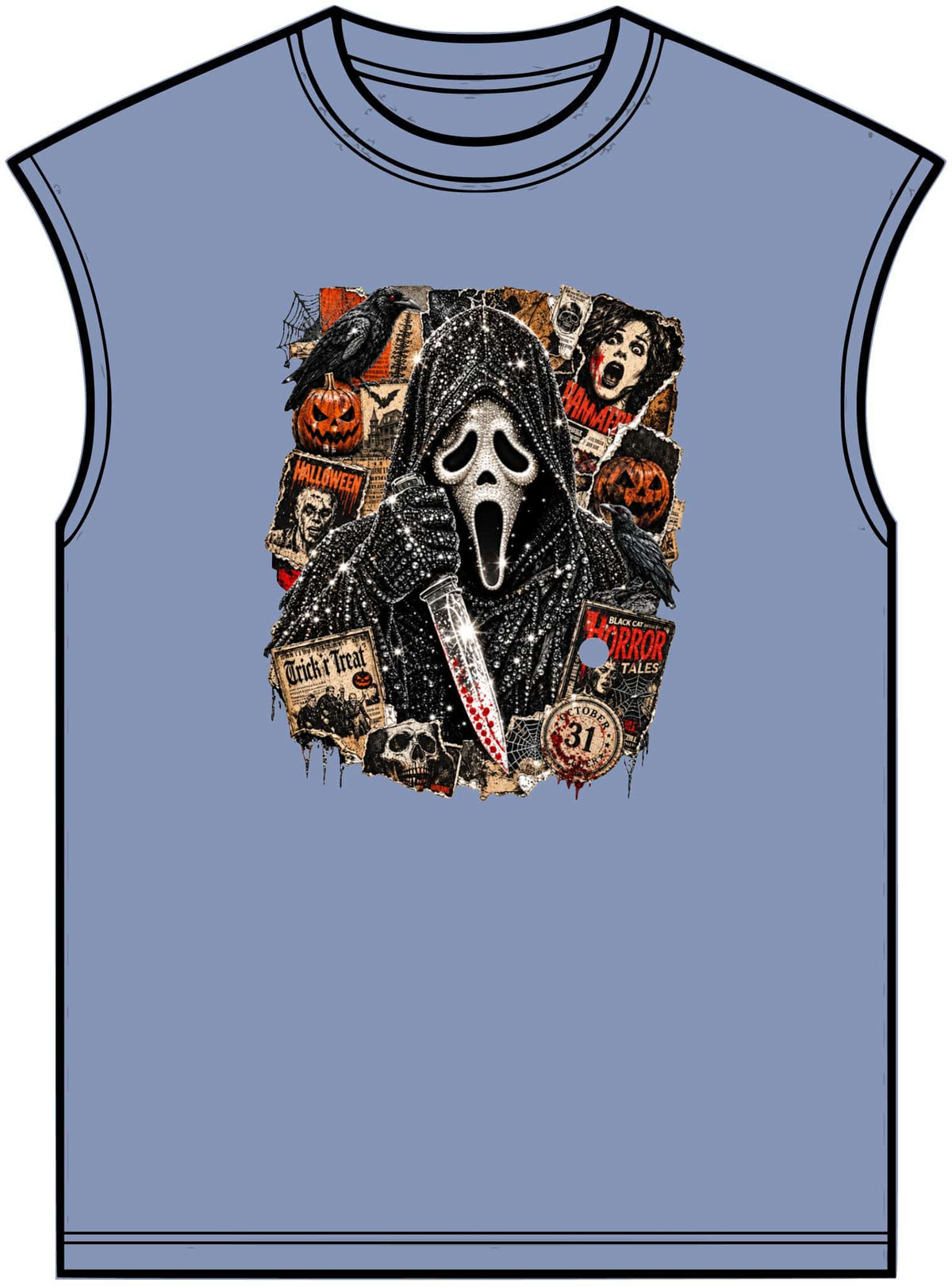 Halloween Horror Unisex Garment-Dyed Muscle Tee image