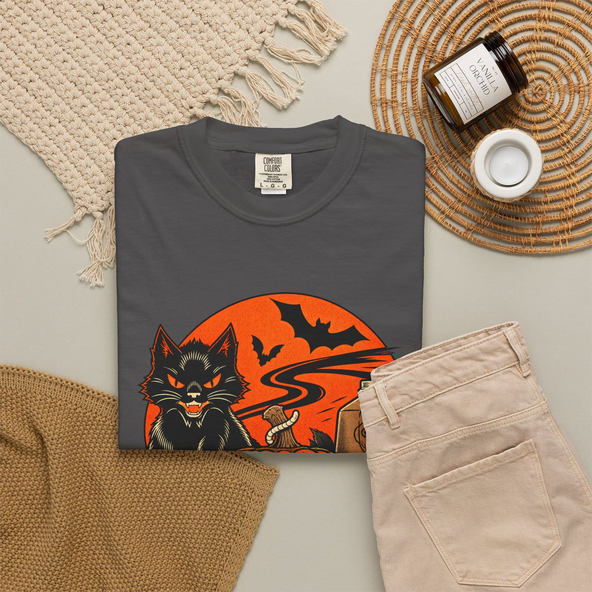 Midnight Cat Unisex Garment-Dyed T-shirt image 85