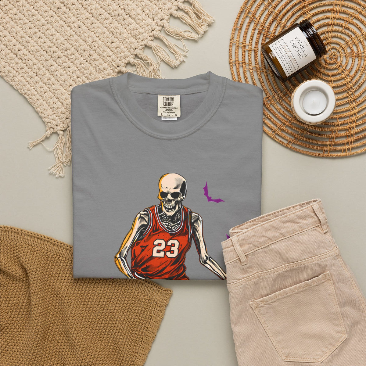 Halloween Basketball Unisex Garment-Dyed T-shirt image 57