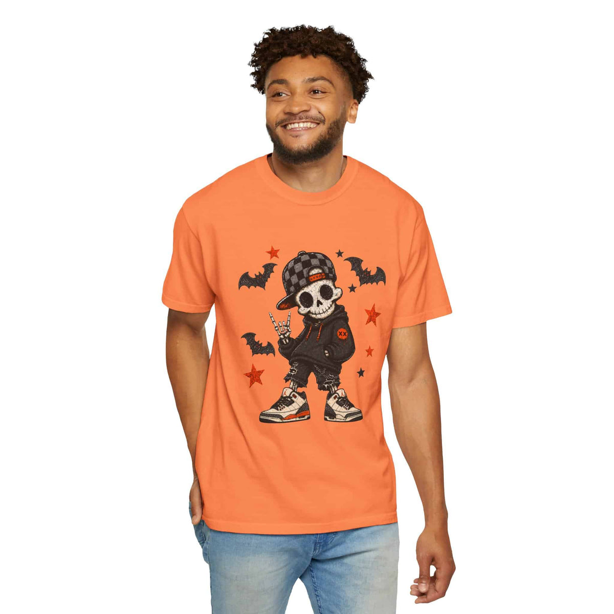 Boy Skeleton Halloween Unisex Garment-Dyed T-shirt image 12