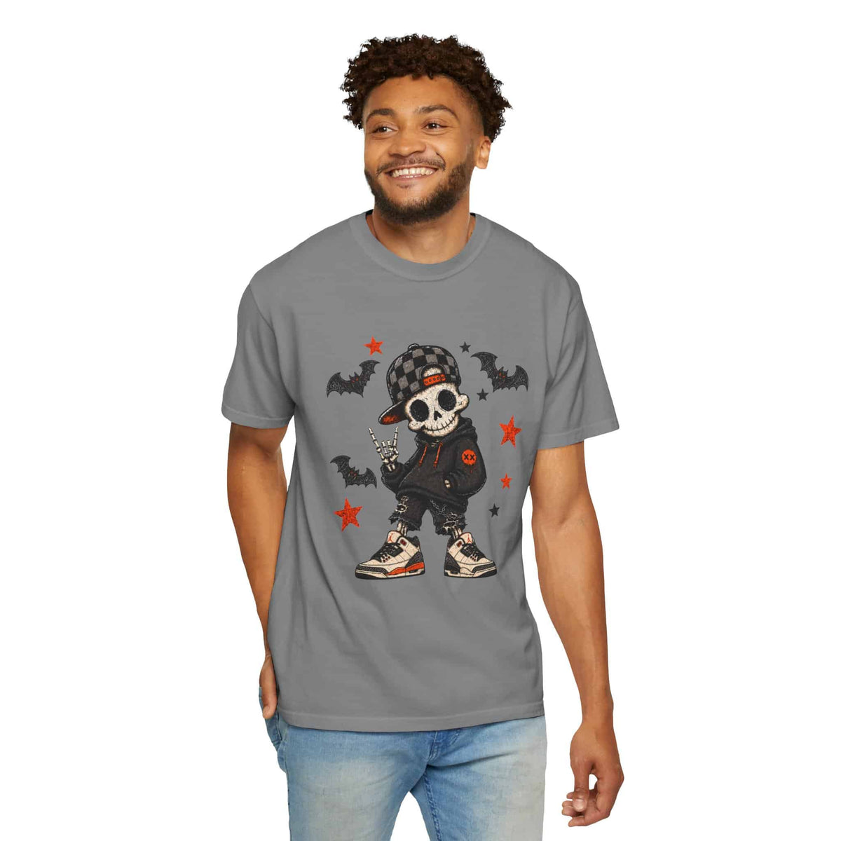 Boy Skeleton Halloween Unisex Garment-Dyed T-shirt image 68