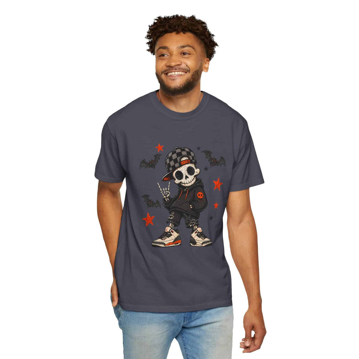 Boy Skeleton Halloween Unisex Garment-Dyed T-shirt image 96
