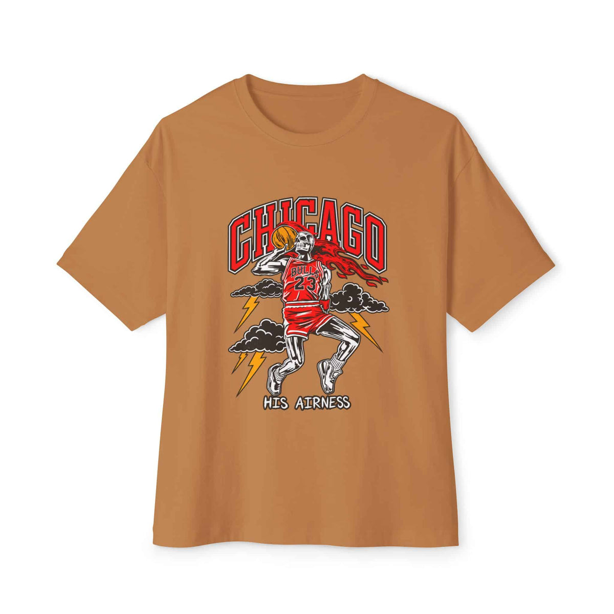 Graphic Print Unisex Oversized Boxy Tee - POD0038 - Toast, L image